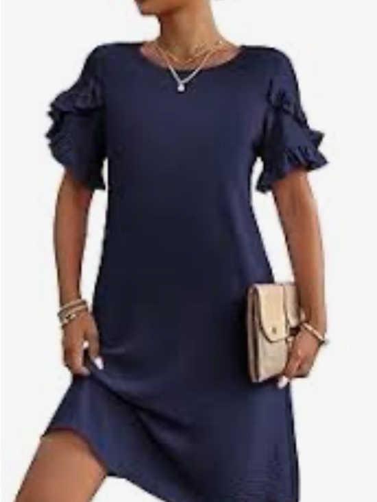 Hotouch Dresses & Skirts - Hotouch Women's Navy Ruffle Sleeve Shift Dress NWT